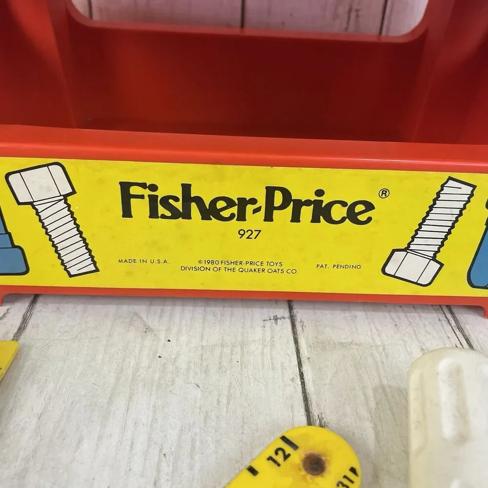 Vintage Fisher-Price Wood & Plastic Work Bench Complete with Tools